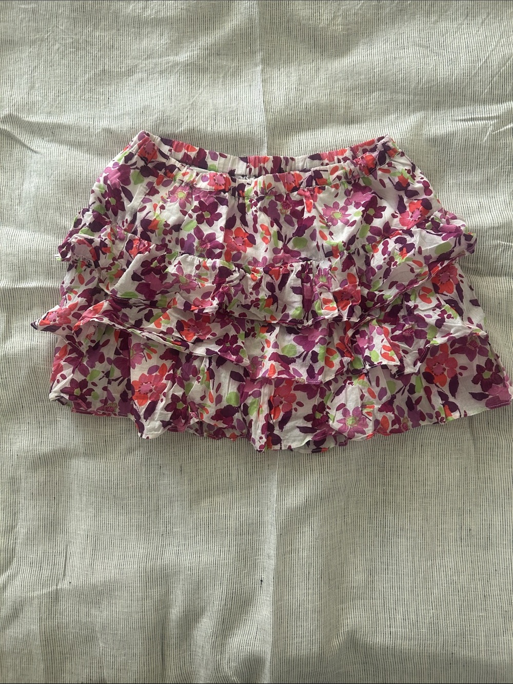 Aeropostale Floral Ruffle Tiered Mini Skirt - Pink & Purple
